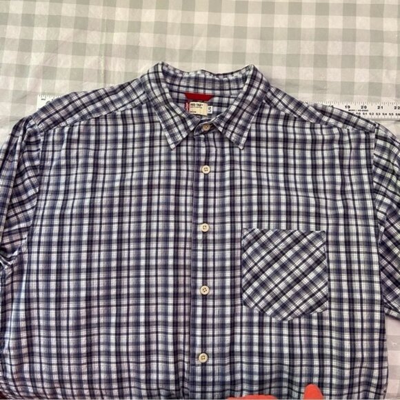 LEVI’S button down shirt light plaid 100% cotton blue white L long sleeves - Picture 4 of 9